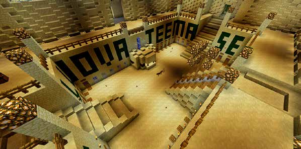 Minecraft- Jerusalemista löytyy muun muassa Jerusalemin temppeli, Herodeksen palatsi, Getsemanen puutarha ja Golgata.