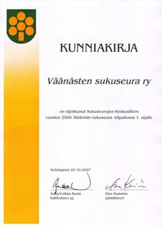 2007 valtakunnallisen sukutapahtuman avajaisissa Karjalatalolla Helsingissä.