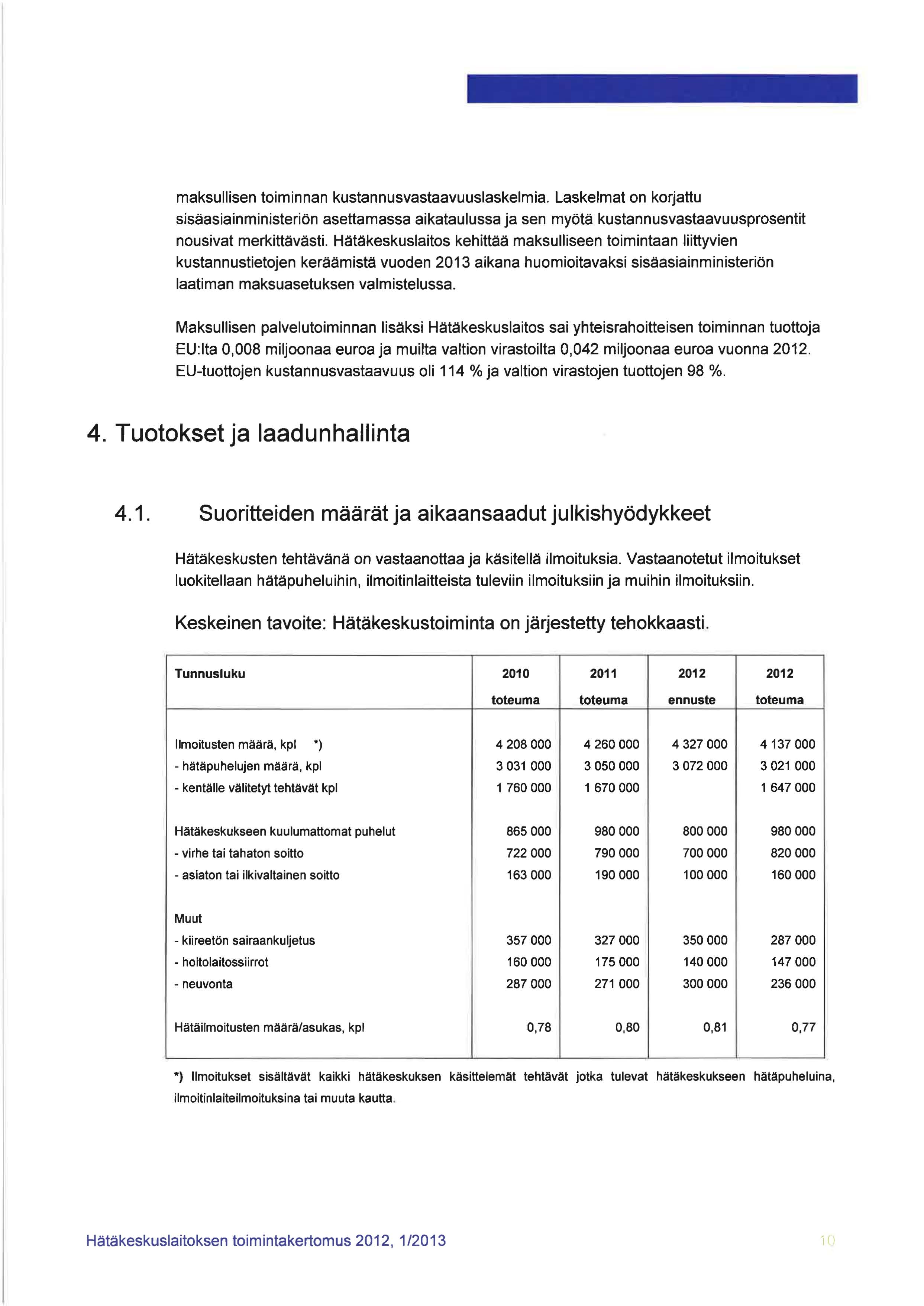 maksullisen toiminnan kustannusvastaavuuslaskelmia. Laskelmat on korjattu sisäasiainministeriön asettamassa aikataulussa ja sen myötä kustannusvastaavuusprosentit nousivat merkittävästi.