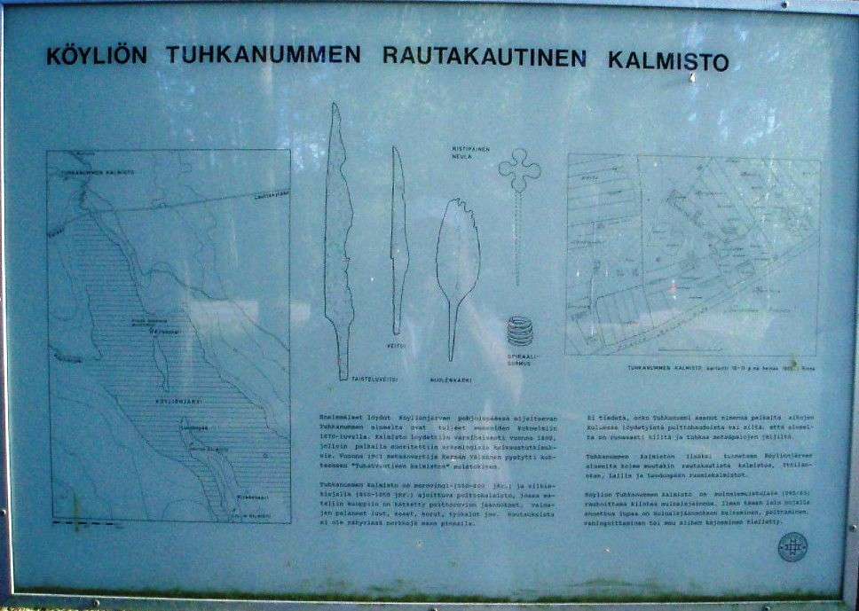 235 / 315 Ks. myös Liukko alueen rautakautinen löytöpaikka: Kuva: Köyliön Liukolan - alueen vieressä olevasta Tuhkanummen löytöalueen kartasta, kuva Seppo Liukko.