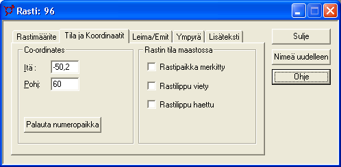 o Jos valitset Käytä mitattua matkaa valinnan, Condes laskee pituuden matkan viimeiseltä rastilta maaliin. Tämä ei luonnollisestikaan ole mahdollista lähtöpisteiden kohdalla.