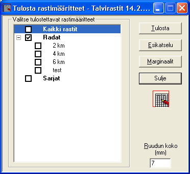 Oletusarvot o Palauttaa ohjelman oletusarvot.