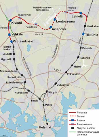 Kehäradalla liikennöivät junat ovat kaupunkiliikenteeseen suunniteltuja uusia Sm5-matalalattiajunia. Ne kulkevat ruuhka-aikoina 10 minuutin vuorovälillä molempiin suuntiin.