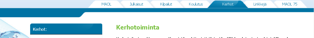 kotisivut, kerhoilla omat