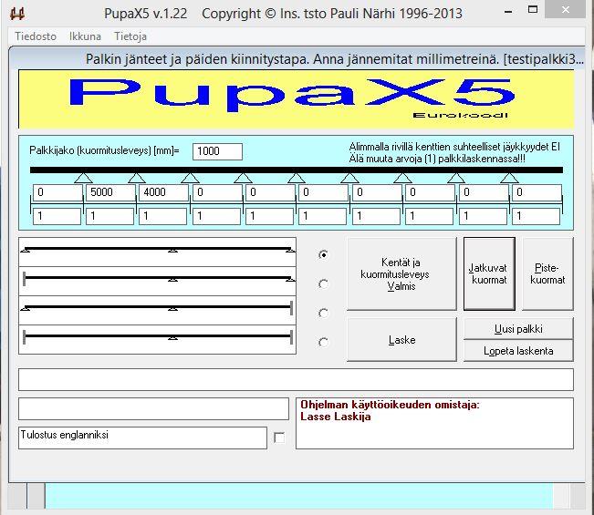 Palkin laskentaohjelma PupaX5 Pikaohje 1.10.