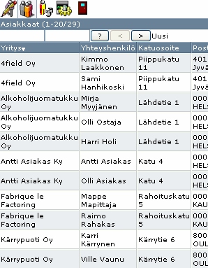 Asiakastiedot Nova-4Fieldin asiakastiedot ja yhteyshenkilöiden tiedot ovat aina ajan tasalla.