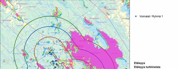 Merkittävimmät ja selkeimmät vaikutukset kohdistuvat alueille, joilta analyysin mukaan voimalat ovat selvästi havaittavissa.