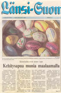 Kortteja ja pääsiäismunia Korttejakin on teetetty.