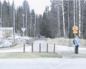 Ehdotus ennen liittymää sijoitettavaksi kevyen liikenteen suunnistustauluksi. 7.2.