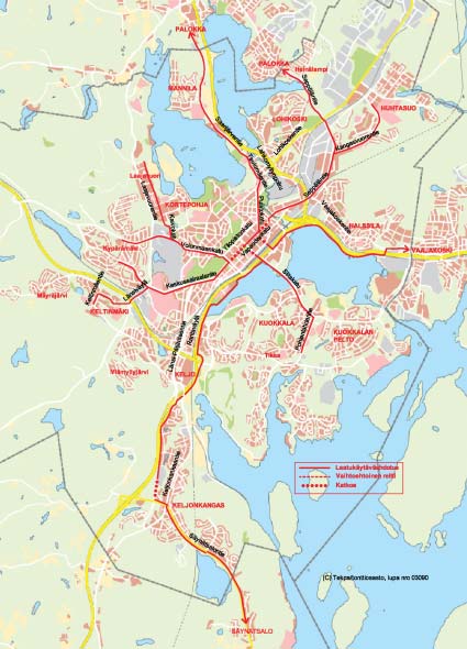 32 Jyväskylän kevyen liikenteen laatukäytävä ja sen palvelutason määrittäminen 8 PÄÄREITISTÖN LAATUTASO JA LAATU- KÄYTÄVÄVERKKO 8.