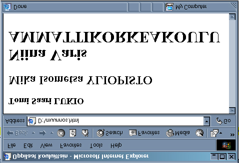 </xsl:stylesheet> Syntyvä html-koodi on: <?xml version="1.0" encoding="utf-8"?