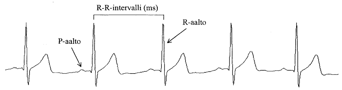 49 digitaalinen malli henkilön kehon toiminnasta. (Firstbeat Technologies Oy 2010a; Moilanen 2008,7.) Kuvio 7. R-R intervalli. (Kiviniemi, 2002, 10).