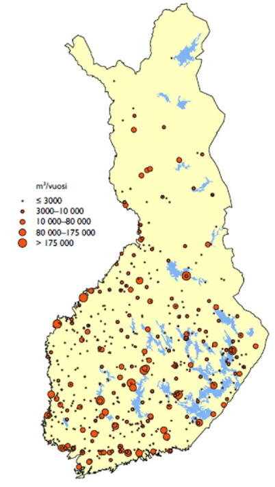 Työllisyysvaikutus koko Suomen laajuinen Vuonna 2011 metsähakeaa käyr 578 lämpö- ja voimalaitosta ympäri Suomea (kuvassa).