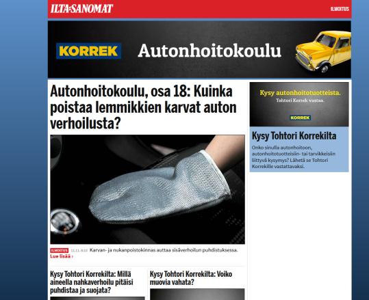 Case Pitkäjänteistä tekemistä Kuluttajille hyödyllistä ja laadukasta tietoa autonhoidosta ymmärryksen lisääminen Korrek tuoteperheen tuotteista ja opastusta niiden käytöstä.