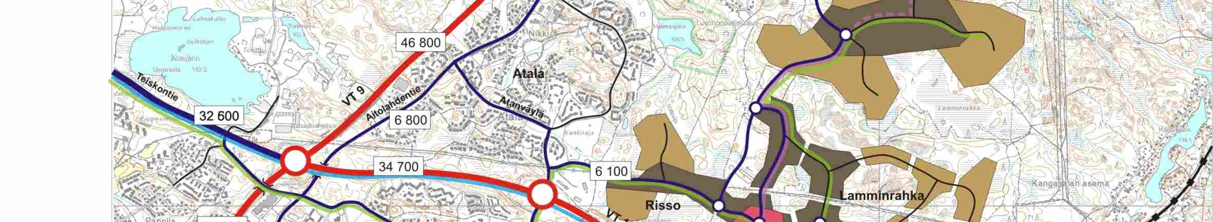 itään jopa tasolle 20 km/h. Jonoutuminen ulottuu pitkälle Linnainmaan eritasoliittymän itäpuolelle, jopa yli 5 km:n päähän Lentolaan.