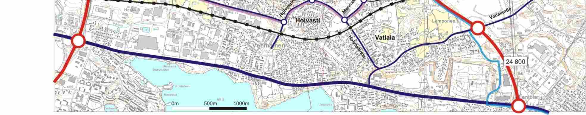 Ve 2a Lamminrahkan eritasoliittymä Liikenneverkkovaihtoehdossa 2a (kuva 25) uusi eritasoliittymä sijoittuu Kangasalan puolelle Kiveliön ja Lamminrahkan kohdalle.