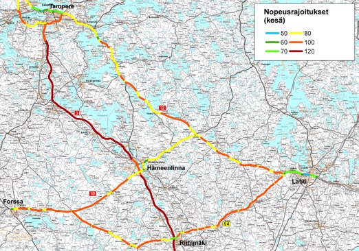Valtateiden 10 ja 12 yhteysvälin Hämeenlinna Lahti kehittämisvaihtoehdot ja niiden vaikutukset, Selvitys 11 LÄHTÖKOHDAT JA NYKYTILANNE Kuva 6.