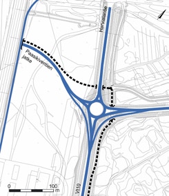32 Valtateiden 10 ja 12 yhteysvälin Hämeenlinna Lahti kehittämisvaihtoehdot ja niiden vaikutukset, Selvitys VAIHTOEHTOTARKASTELUT 4.2.4 Vaihtoehto B2: Katumajärven alitus Lammille valtatielle 12 Vaihtoehdossa B2, vaihtoehdon B1 tapaan, valtatie 10 erkanee nykyisestä tiestä Katuman liittymästä ja alittaa Katumajärven tunnelissa.