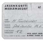 Maunulan nuorisotalon jäsenkortti vuodelta 1966, jonka omistaa Mauno Tuunainen. Tuunainen oli Maunulan nuorisotalon ensimmäisiä kävijöitä. (Lähde: Mauno Tuunaisen kotiarkisto.