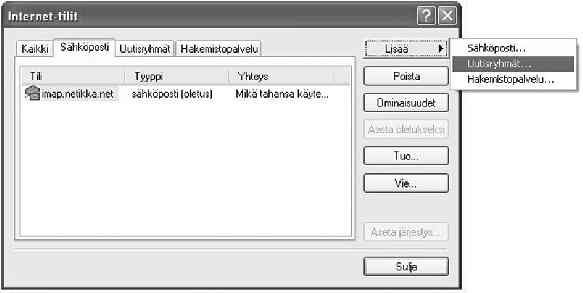 Uutisryhmien asetukset www.netikka.