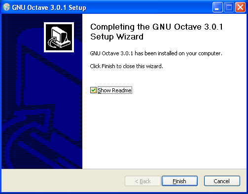 Ohjelman asennuksessa menee noin 10 minuuttia, joten odottele rauhassa. Octave on asennettu. Paina nappia Finish.