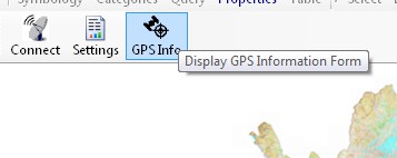 Jos työkalut eivät ole käyttöliittymässä näkyvissä, niin ne on ensin otettava käyttöön valitsemalla Plug-ins -valikosta vaihtoehto GPS Tools.