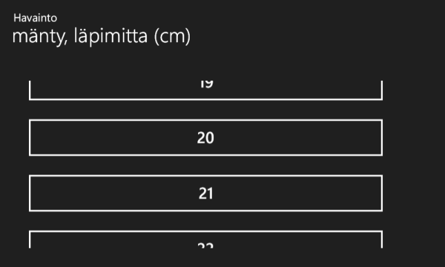 18. Pituus- ja läpimitta -havainnon tekeminen (informatiivinen) Mediaanipuun pituus tai läpimitta voidaan myös syöttää järjestelmään ns. havaintoina. Havaintojen kirjaaminen on maksutonta.