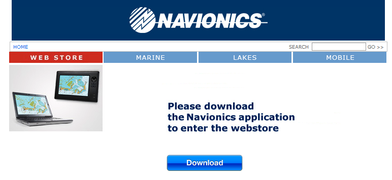 Lataa Navionics World Program, joka mahdollistaa yhteyden Navionics Web Store