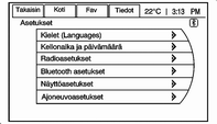 12 Johdanto CD, USB/iPod ja AUX. Katso AM-FMradio 3 19, CD-soitin 3 30, Lisävarusteet 3 47. Paina Puhelin -näyttöpainiketta tuodaksesi näyttöön Puhelin -pääsivun. Katso Bluetooth 3 86.