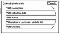 Navigointi 55 Tässä valikossa voi tehdä muutoksia ääniominaisuuksiin.