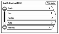 74 Navigointi Vaihda tilaksi Pohjoinen ylhäällä, Suunta ylhäällä tai 3-D painamalla tätä. Katso lisätietoja kohdasta Navigointisymbolit 3 61. Liikenne: Näytä Liikenne -näyttö painamalla tätä.