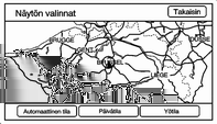 Navigointi 75 Vieritä käytettävissä olevia määritysasetuksia kääntämällä TUNE/ MENU -säädintä. Paina TUNE/ MENU -säädintä tai näytä toiminnon lisävaihtoehtoja painamalla Näyttö - näyttöpainiketta.
