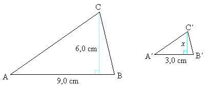 Vastaus: Muurahaisen pituus luonnossa on 3,3 mm. Esimerkki 3. Kolmiot ABC ja A B C ovat yhdenmuotoiset. Mikä on käytetty mittakaava ja kolmion A B C korkeus?