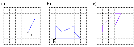 Tehtäviä 81. Jäljennä kuviot vihkoosi ja peilaa ne pisteen P suhteen. 8. Piirrä kolmio AOB, jonka kärkipisteet ovat A = (,1), O = origo ja B = (1,-). Peilaa kolmio AOB origon suhteen. 83.