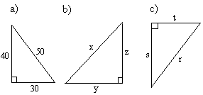 Tehtäviä 15. Mikä oheisen suorakulmaisen kolmion sivuista on a) hypotenuusa b) kateetti? 153. Nimeä kolmion sivusta kateetit ja hypotenuusa. 154.