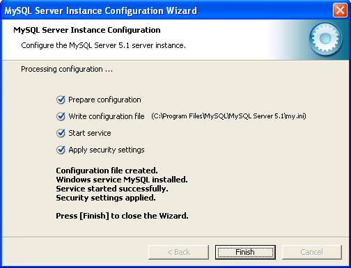 17 MySQL Server Instance Configuration Wizard