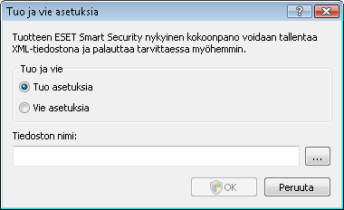 5. Kokenut käyttäjä Tässä luvussa kuvataan ESET Smart Security -ohjelman ominaisuuksia, jotka voivat olla hyödyllisiä kokeneille käyttäjille.