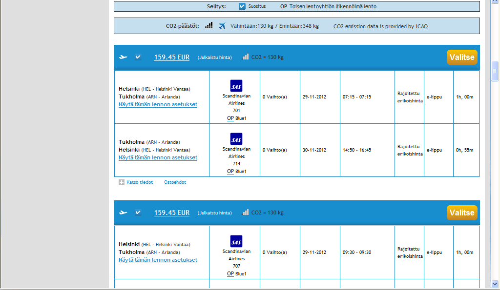 Fare Analyzer -valikon avulla saat ne helposti haluamaasi järjestykseen.