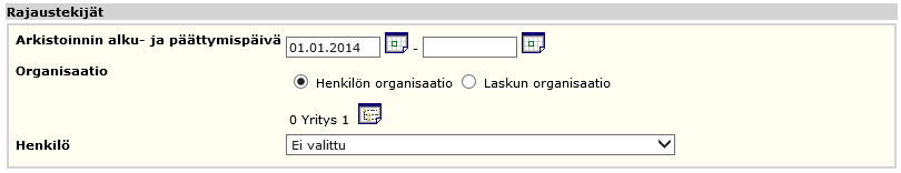 Arkistointiraportti Listaus arkistoiduista tapahtumista Arkistokopion nimi, liitteiden lukumäärä, minkä niminen zip-tiedosto Tulokset arkistointipäivän mukaisessa