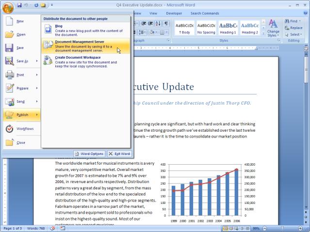 Dokumentinhallinta 2007 Office ja Office SharePoint Server 2007 Dokumentin luominen (Word 2007) Sisällönhallinta Dokumentin julkaisu SharePoint