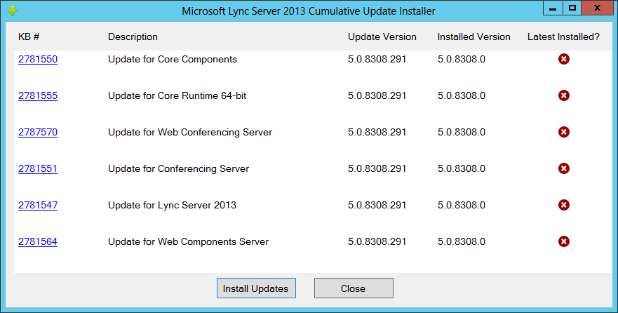 Lync Server 2013 -päivitykset 21 Cumulative Update 1 tuli saataville helmikuun lopulla http://www.microsoft.com/en-us/download/details.aspx?