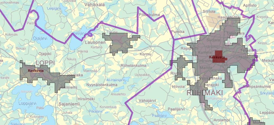 Riihimäen seutu Vahvistettu Jätetty vahvistamatta Riihimäen Portti (KMe) Kt 54 Loppi (kme) Merkos-P (KM) Merkos-L (kme) Merkos-I (kme) Launonen Riihimäen Portti