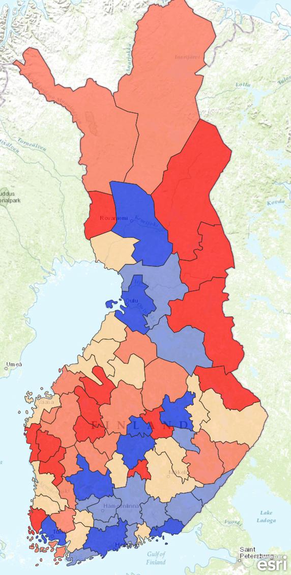 Aloittaneet ja lopettaneet yritykset ( luova tuho ) suhteessa