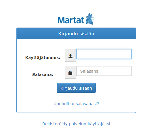 Kirjautuminen tilastosovellukseen Linkki tilastosovellukseen https://secure.yap.fi/easiointi/marttaliitto/login.