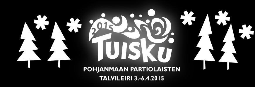 Yleistä Tuiskusta Tuisku 2015 on Pohjanmaan Partiolaisten historian ensimmäinen talvinen piirileiri. Leiri pidetään 3.- 6.4.2015 Taivalkoskella Maijanlammen ympäristössä.