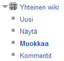 NWiki NWiki -muoto vastaa MediaWiki -alustalla (esimerkiksi Wikipedia) käytössä olevaa merkkauskieltä. Käytössä on yksinkertainen työkalupalkki perusmuotoilujen tekemiseen.