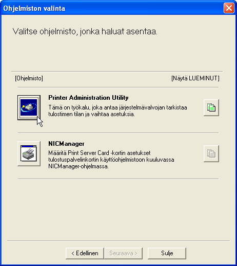 OHJELMISTON ASENTAMINEN JÄRJESTELMÄVASTAAVAN TYÖKALUOHJELMAN ASENNUS 2 3 Aseta verkkolaajennus AR-NB2:n "Software"-CD-ROM tietokoneesi CD-ROM-asemaan.