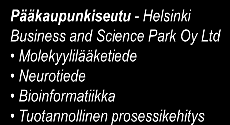 Case: HealthBio-Terveyden bioklusteri Tampere Finn-Medi Tutkimus Oy Biomateriaalitt Kudosteknologia Immunologia Bio -ICT Oulu Oulu Innovation Oy / Medipolis GMP Oy Biomolekyylit Bioprosessit