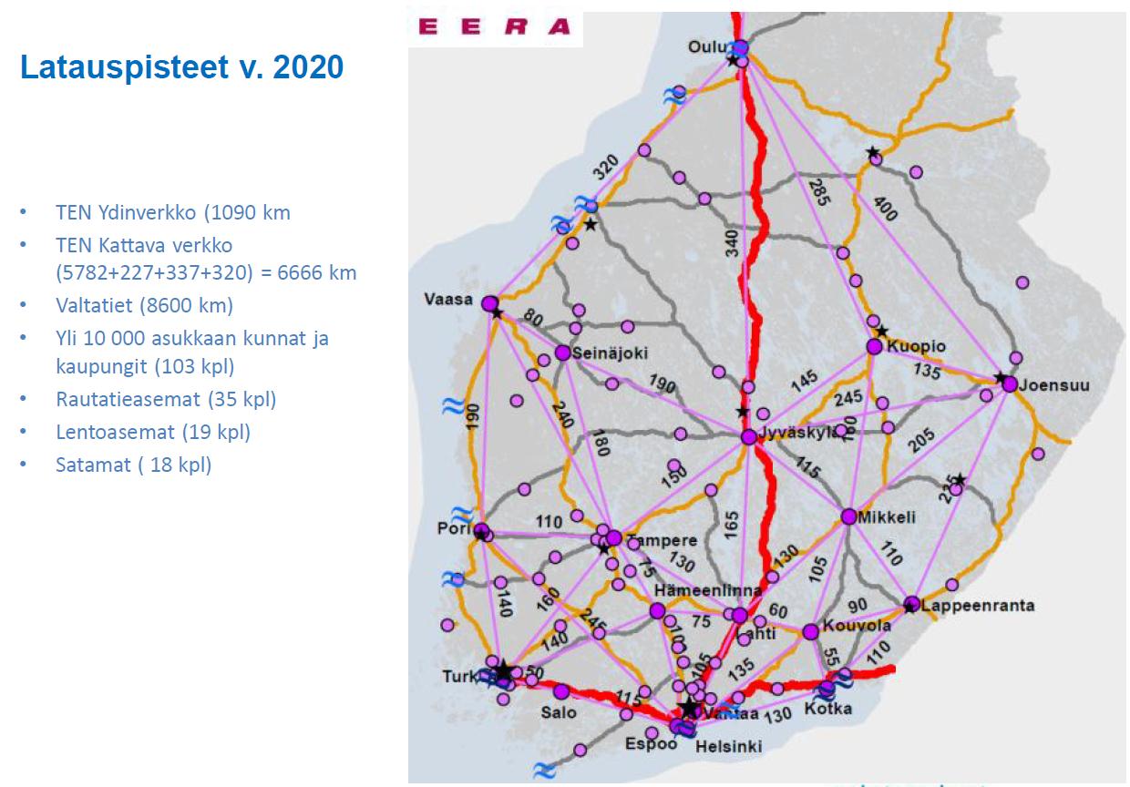 Kuva 11 Sähköautojen julkiset latauspisteet vuonna 2020[15] 4.