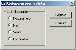 Tällöin aukeavasta Henkilön muokkaus -ikkunasta painetaan vain Muokkaa ja suunnistaja ilmestyy tuloksiin. Tapahtuman edetessä suunnistajia kertyy eri radoille.